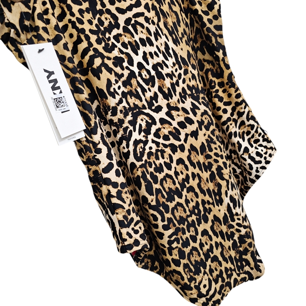 Nwt DKNY Animal Print Brown/Black 1 piece Pleated Front Detail Swimsuit - Picture 12 of 17